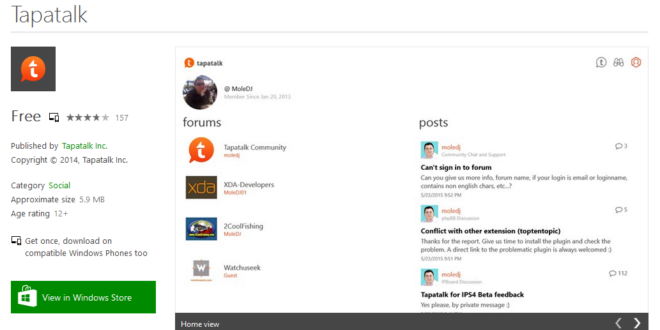 Tapatalk ahora es aplicación universal en las tiendas Windows