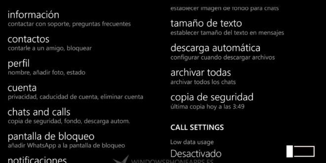configuracion llamadas whatsapp