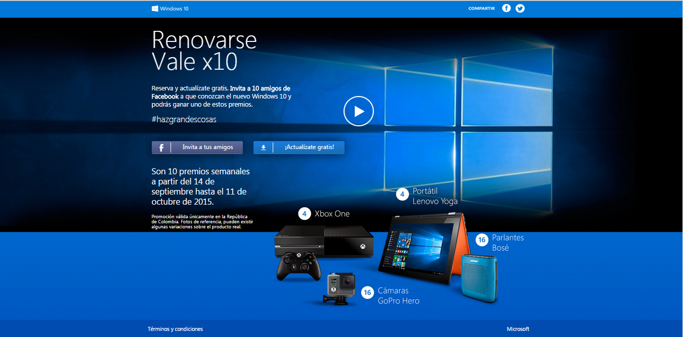 Renovarse Vale x10 con Windows 10 y Microsoft Colombia