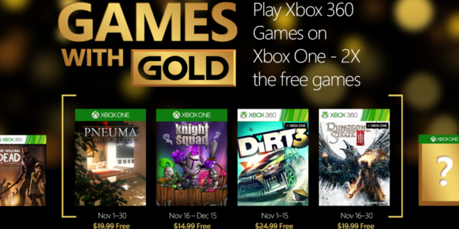 Estos son los Games With Gold del mes de Noviembre