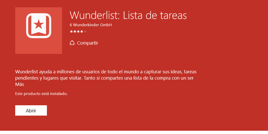 Wunderlist: Lista de tareas, ya está disponible para Windows 10 PC fuera de beta