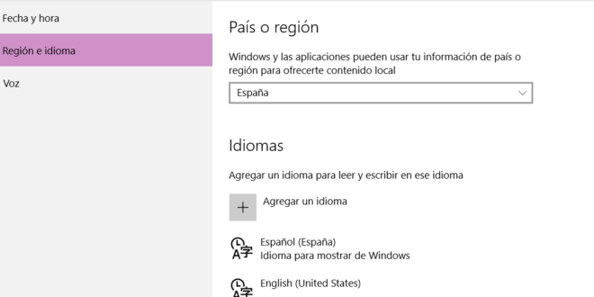 Descargar idioma Windows 10