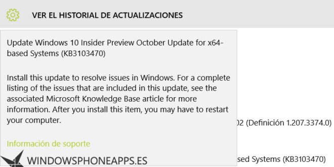 Microsoft lanza la actualización de Octubre para Windows 10 Insider Preview para PC (KB-3103470)