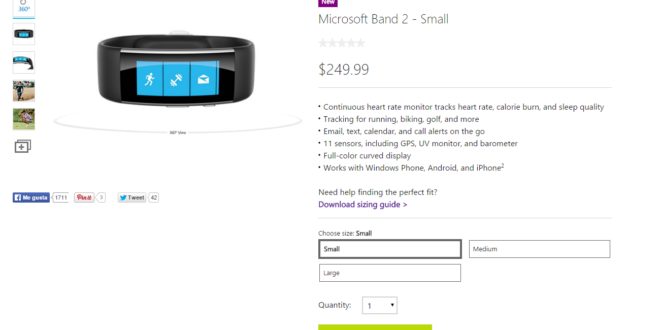 La Microsoft Band 2 ya a la venta en la tienda de Microsoft USA