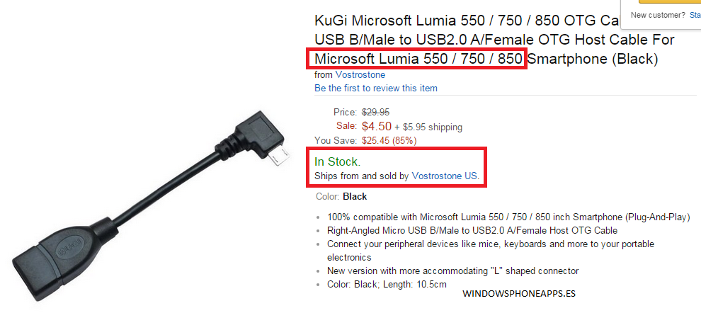 usb otg lumia 550-750-850