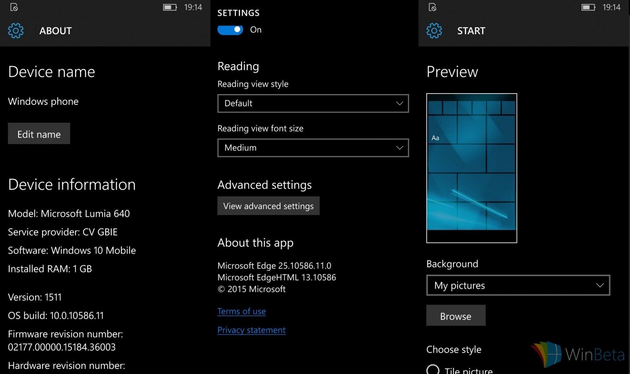 Nuevas capturas de la build 10586.11 de Windows 10 Mobile
