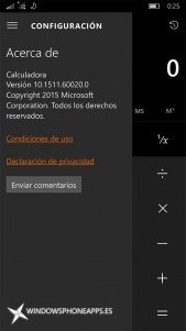 Acerca de Calculadora de Windows 10.1511.60020.0