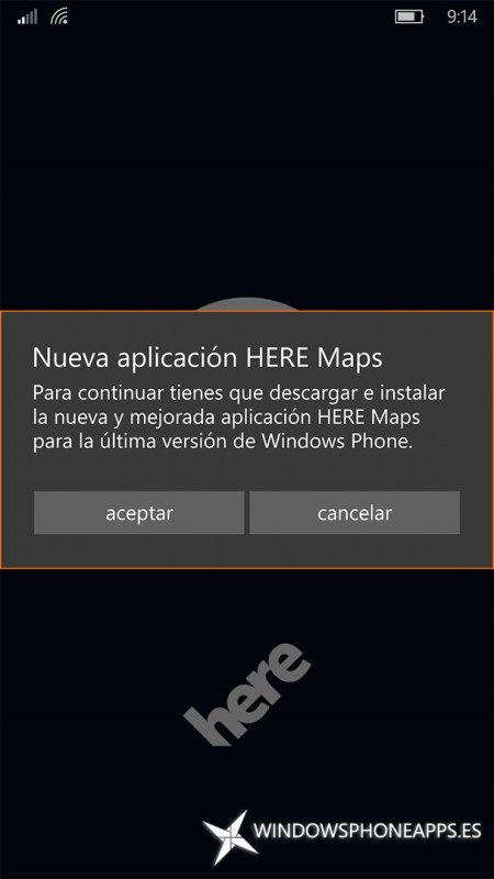 Aviso de nueva aplicación HERE Maps