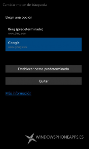 ¿Sabías qué... puedes cambiar el buscador predeterminado de Edge en Windows 10 Mobile?