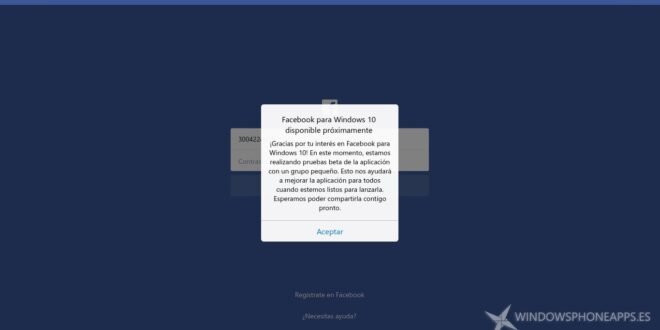 Facebook Beta se actualiza para Windows 10 PC solucionando algunos problemas