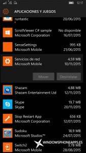 Servicios de red en Almacenamiento de Windows 10 Mobile
