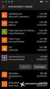 activación por voz en Almacenamiento de Windows 10 Mobile