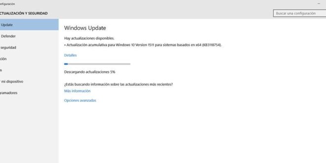 Nueva actualización acumulativa para Windows 10 PC versión 1511 (KB3118754)