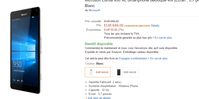 Amazon Francia rebaja los precios de los Lumia 950 y Lumia 950 XL