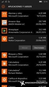 audio en Almacenamiento de Windows 10 Mobile