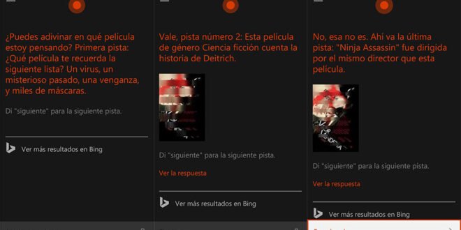 Cortana ya juega a "Adivina la película" también en español