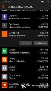 hub de dispositivos en Almacenamiento de Windows 10 Mobile