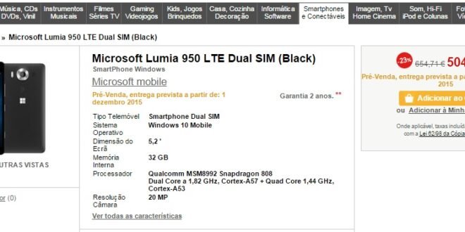 El Lumia 950 también estará disponible a precios muy interesantes