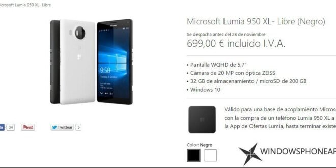 lumia 950 xl base de acoplamiento