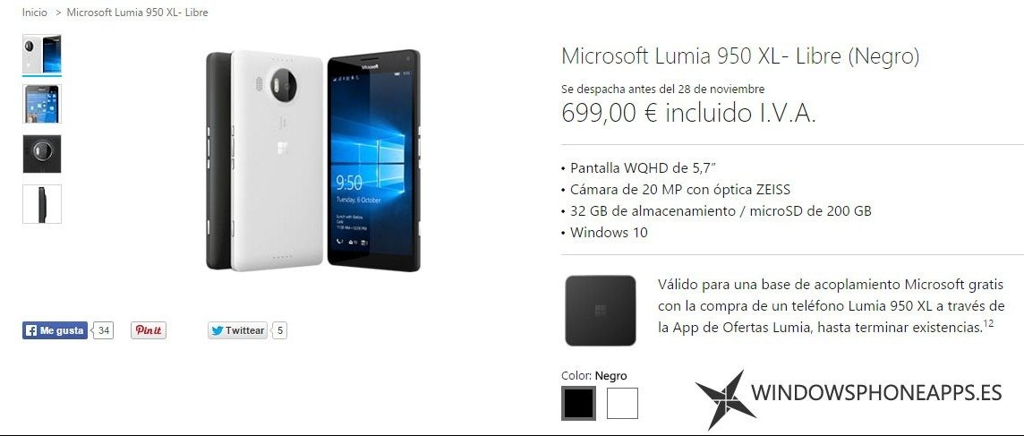 Lumia 950 XL con Display Dock de regalo