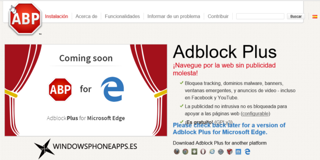 AdBlock Plus ya prepara su extensión para Microsoft Edge