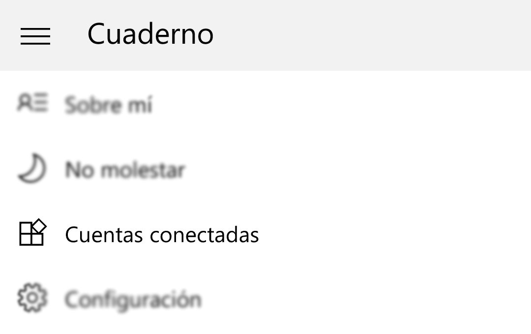 Cuentas conectadas Cortana