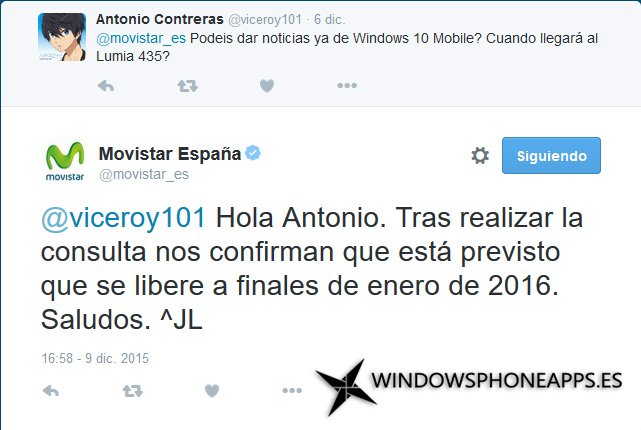 Windows 10 Mobile en enero de 2016 según Movistar