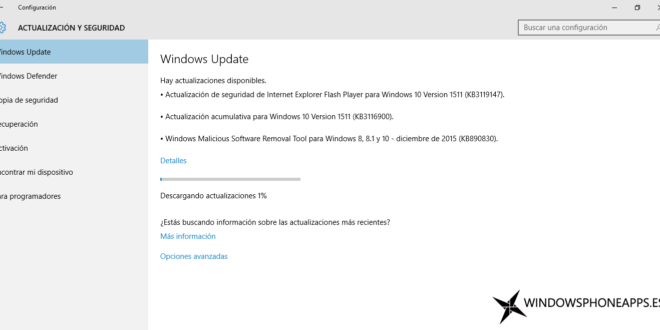 Nueva Actualización Acumulativa para Windows 10 PC (KB3116900)