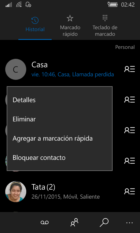 Telefono se actualiza para Windows 10 añadiendo duración de las llamadas