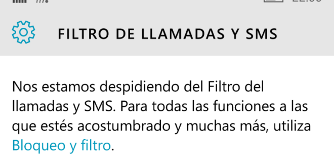 Filtro de Llamadas y SMS se actualiza y pasa a ser Bloqueo y filtro