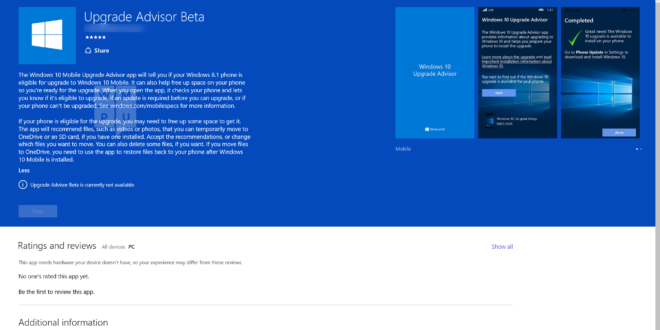 Upgrade Advisor comprobará si tu teléfono podrá actualizarse a Windows 10 Mobile [ACTUALIZADO]