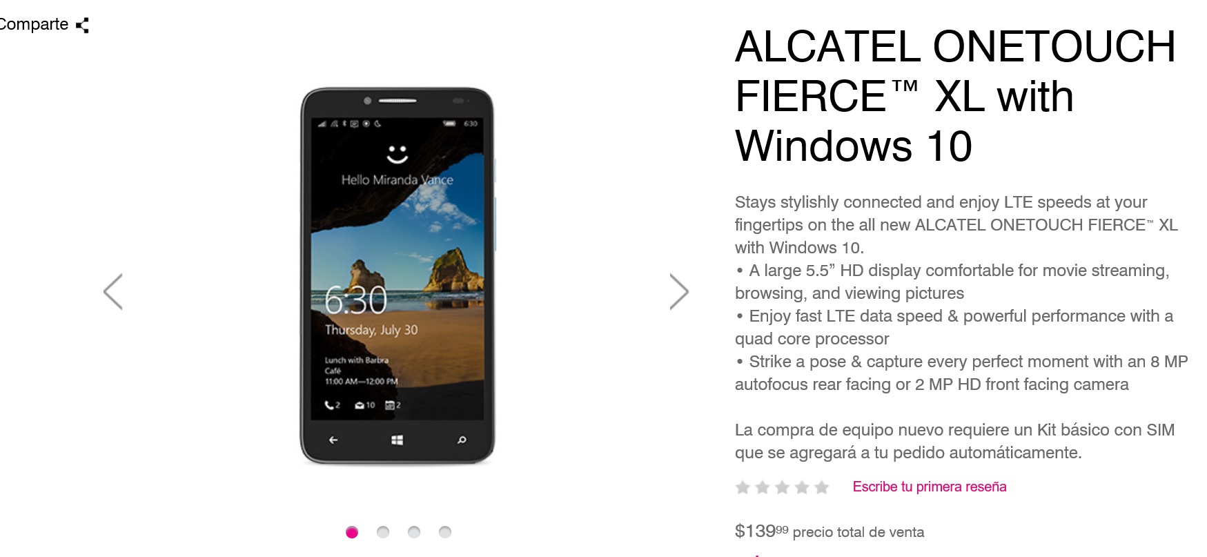 Alcatel OneTouch Fierce XL 