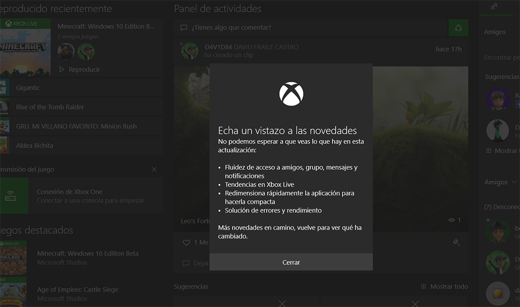 Xbox App para Windows 10