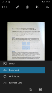 Imágenes de la aplicación UWP de Office Lens en la que Microsoft está trabajando
