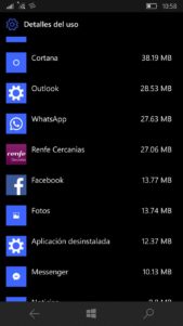 El apartado Uso de datos de Windows 10 Mobile recibe cambios estructurales