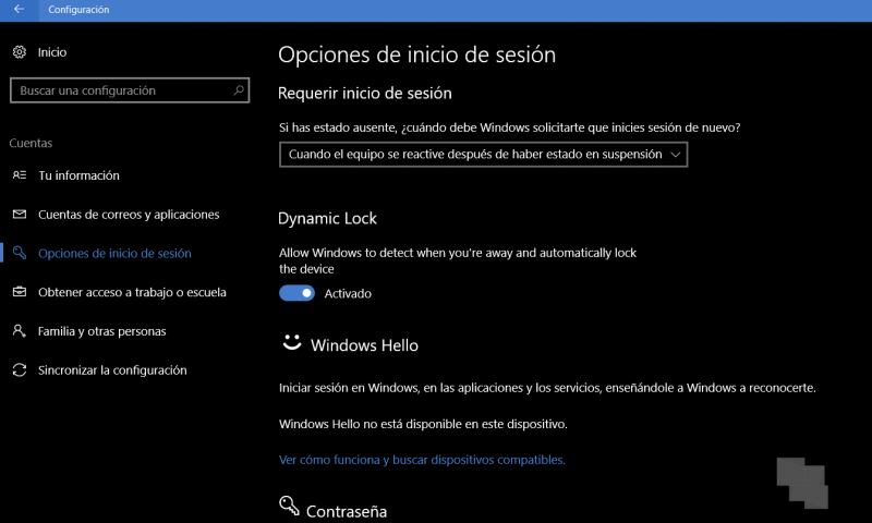 Windows 10 contará con un "Bloqueo Dinámico" que podrá bloquear tu PC si detecta que te has ido