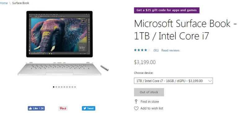 Aparece una nueva configuración de gama alta para la Surface Book en la Tienda de Microsoft