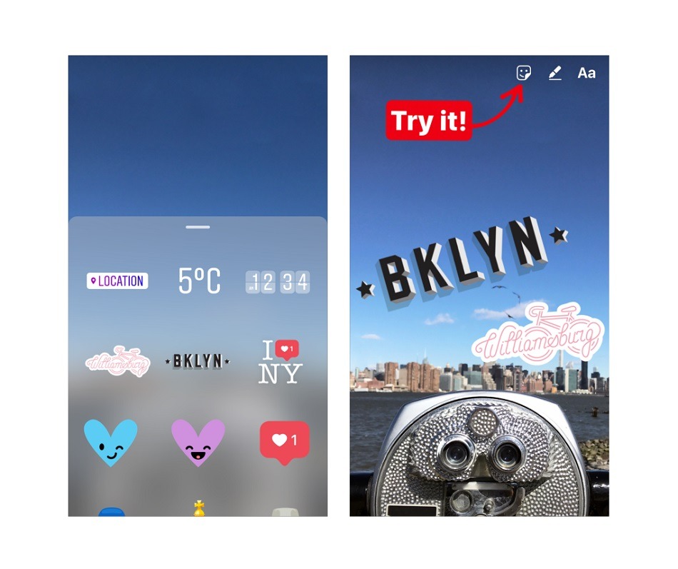 Las geopegatinas llegan a las historias de Instagram para Nueva York y Yakarta 