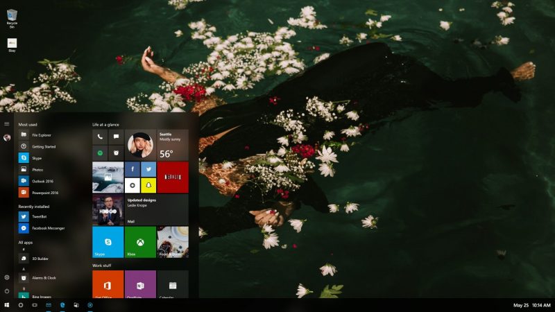 Microsoft está experimentando Neón en el menú inicio de Windows 10