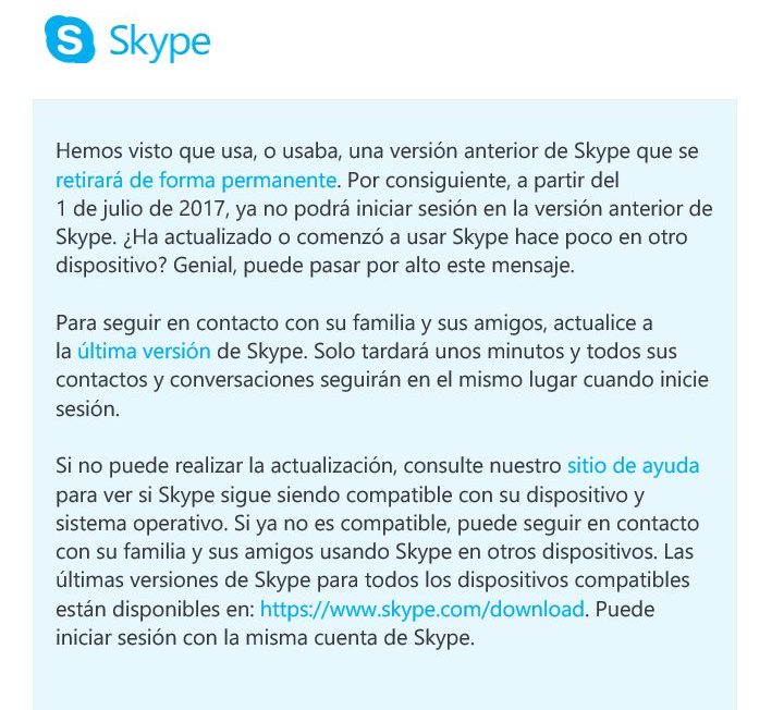 Skype comienza a advertir de su adiós a Windows Phone y Windows RT el 1 de Julio