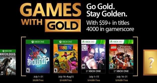 Estos serán los Games With Gold de julio para Xbox One y Xbox 360