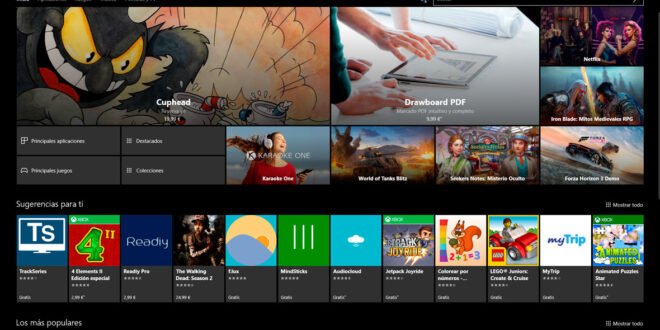 Tienda de Windows 10 con primeros detalles de Fluent Design con el tema oscuro