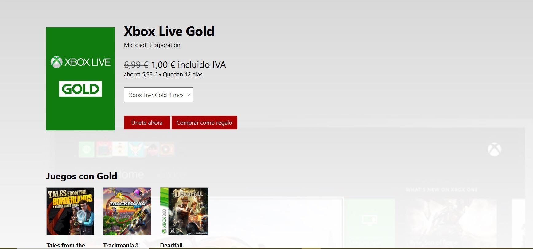 Consigue una suscripción a Xbox Live Gold o Xbox Game Pass por solo 1€