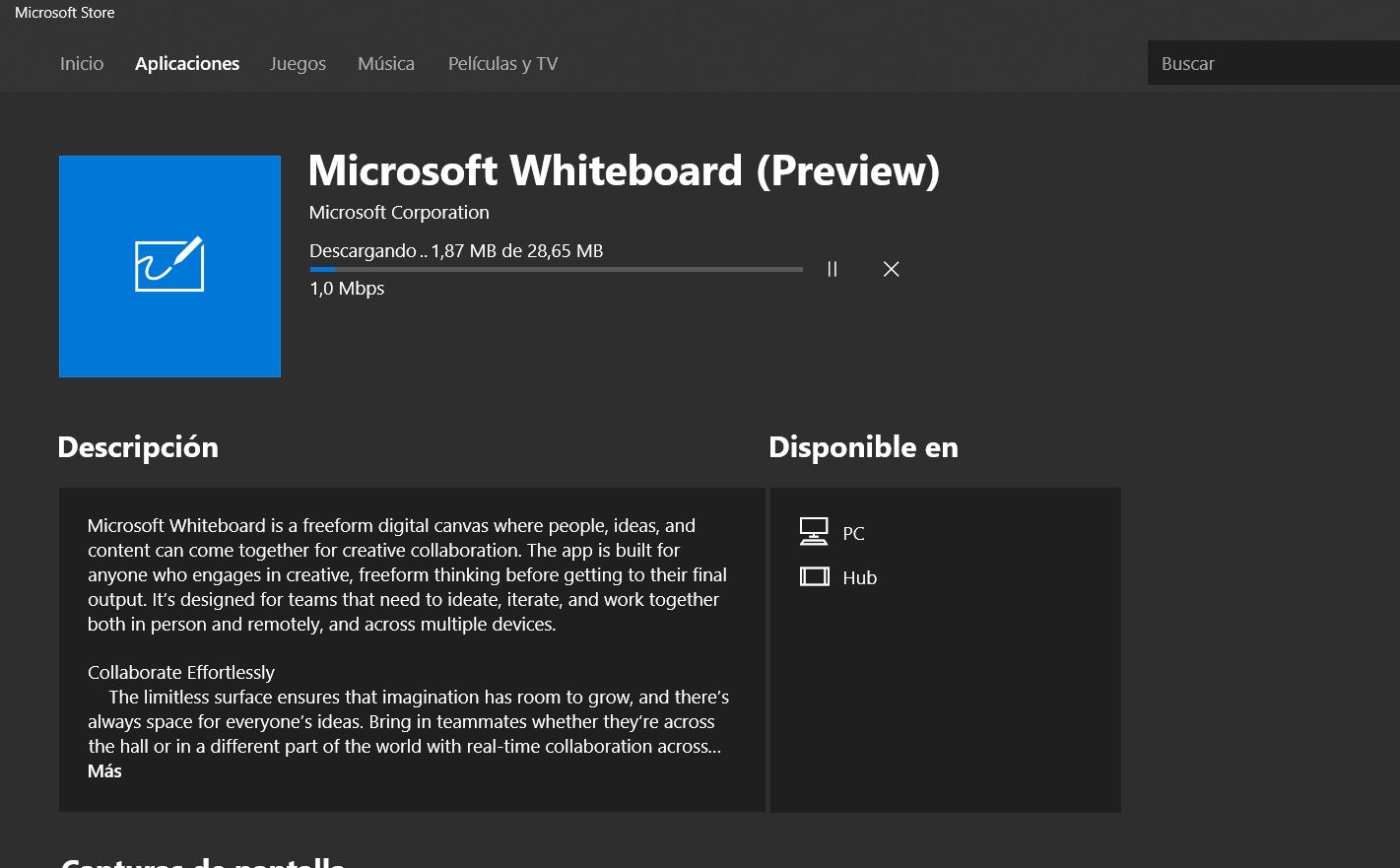 Microsoft Whiteboard disponible en forma de Preview para Windows 10 PC