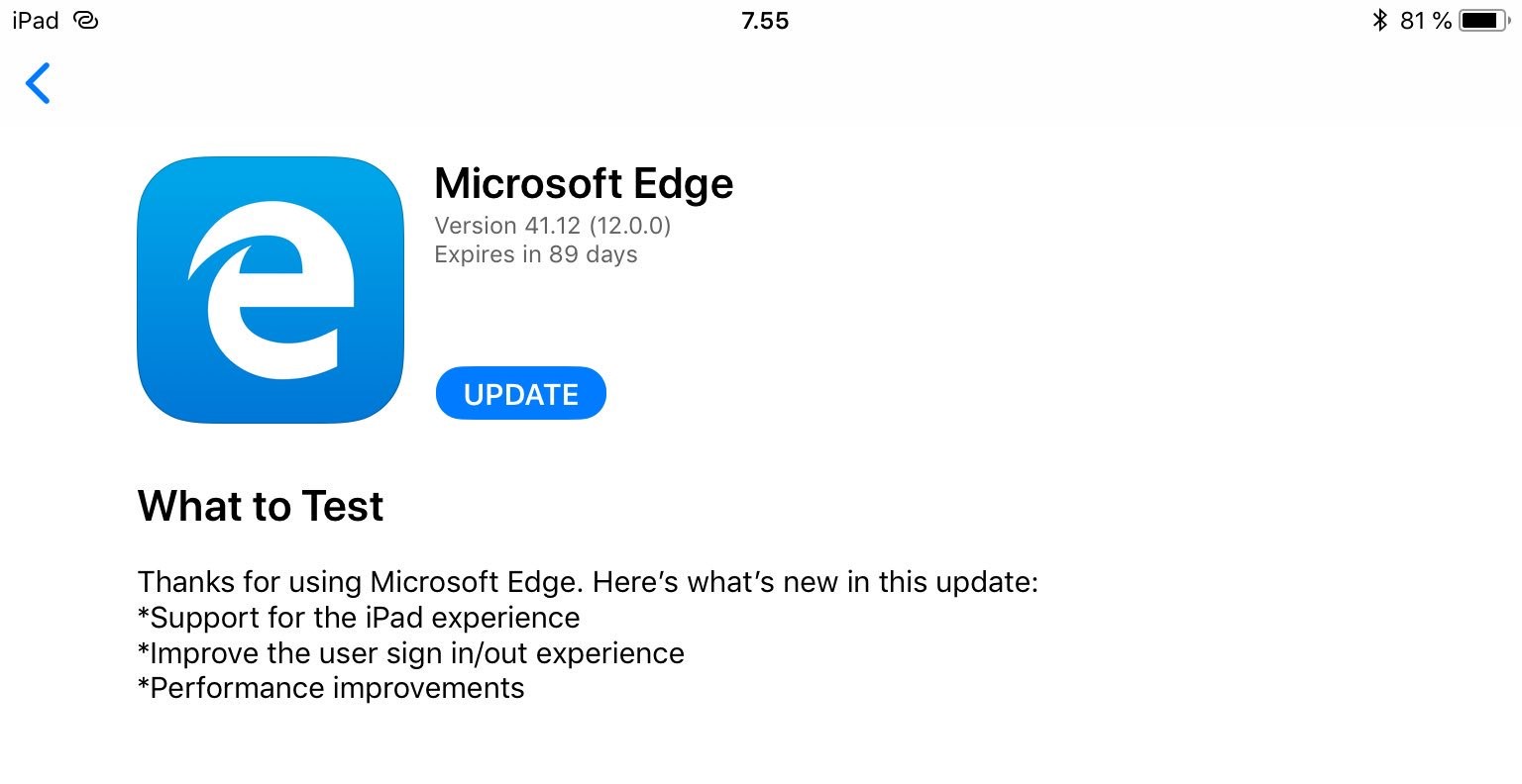Microsoft Edge Beta se actualiza en iOS añadiendo soporte para iPad