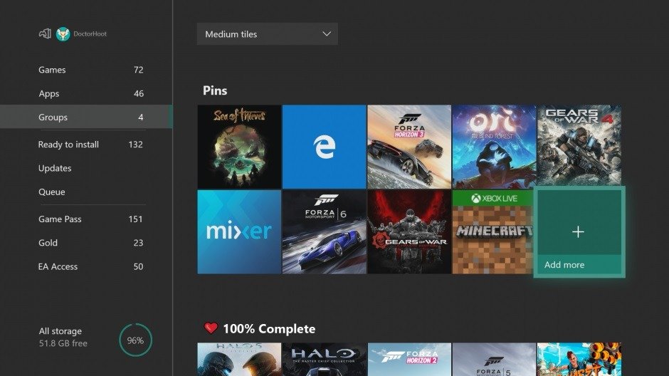 Nueva Build para Xbox One en el anillo Alpha con Grupos de juegos y más