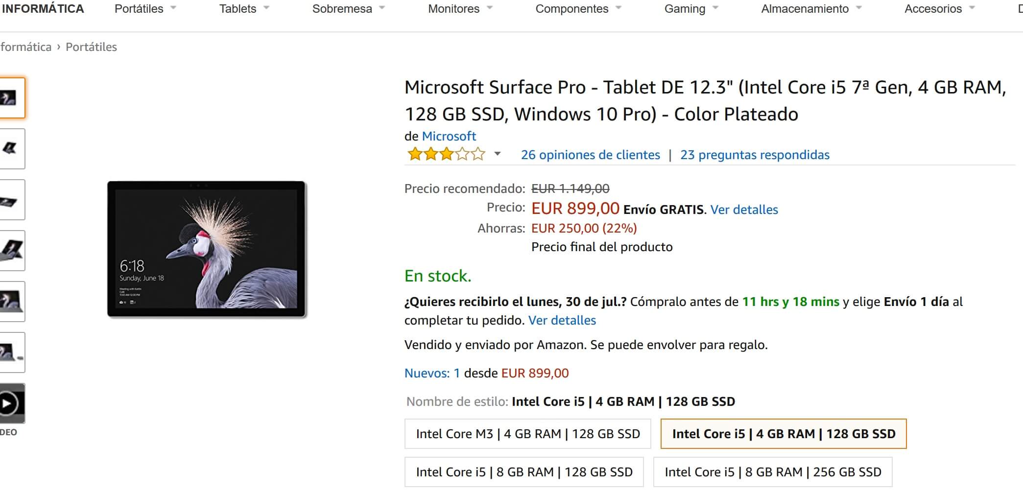 Ofertas para Surface Pro y Surface Book 2 en Amazon