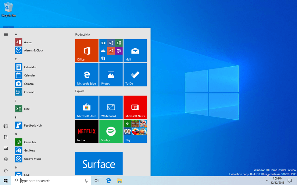 Build 18305 disponible para el anillo rápido de Windows 10