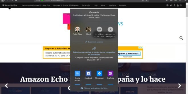 Firefox ya permite compartir con la función nativa de Windows 10