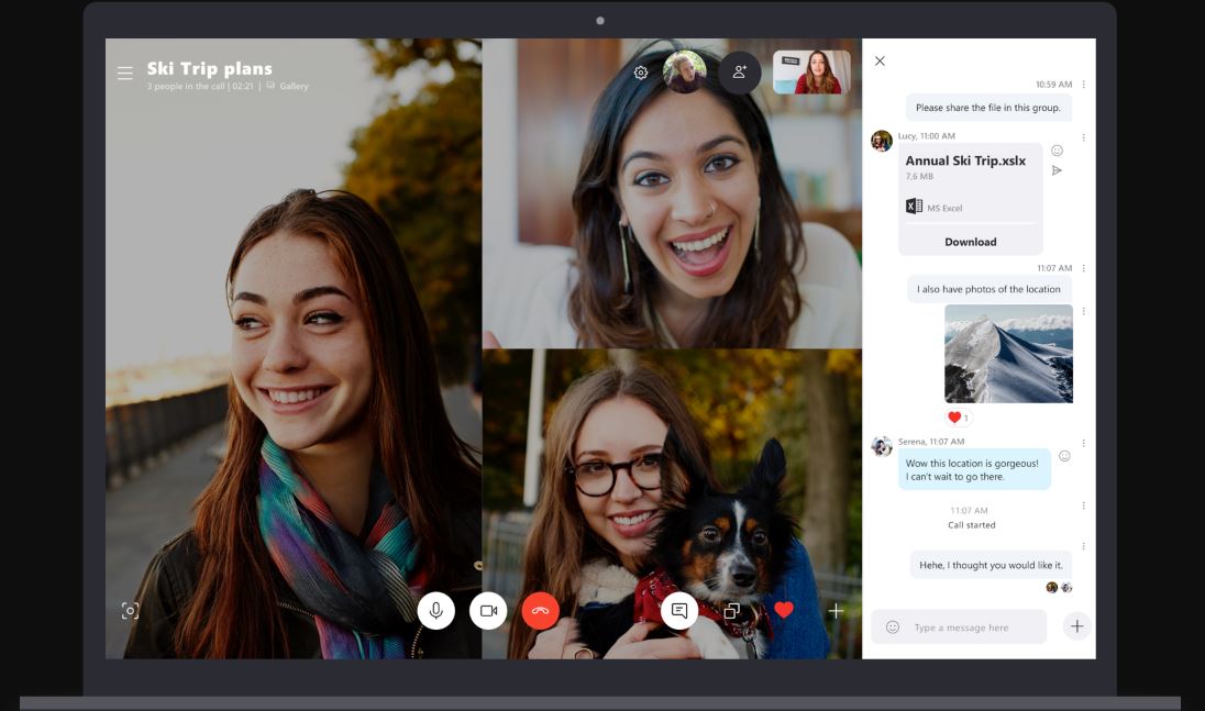 Skype chat panel